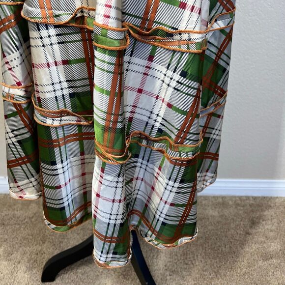 Coconinno 'Ever So Sweetheart' Plaid Dress Green rust orange cream size S boho - Picture 6 of 14